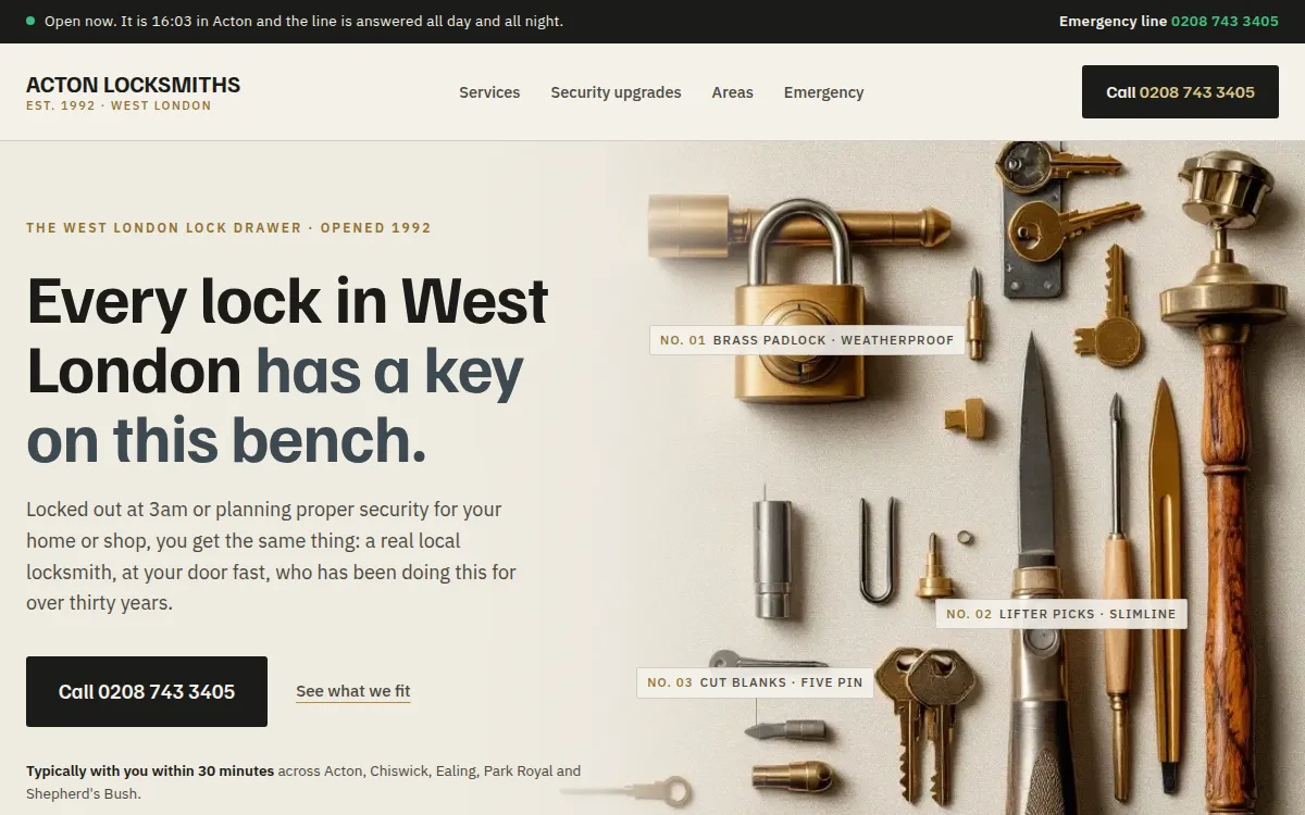 Acton Locksmiths website design
