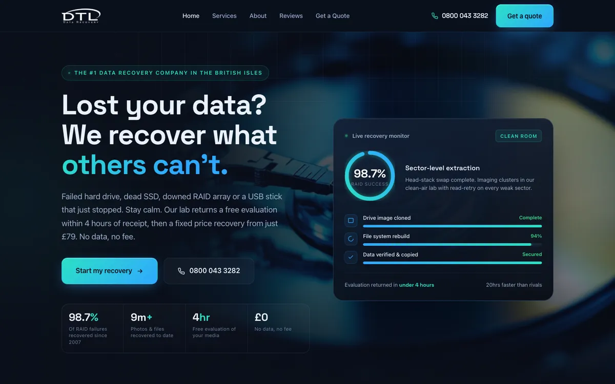 DTL Data Recovery website design
