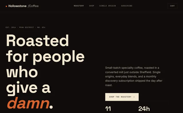 Hollowstone Coffee website design