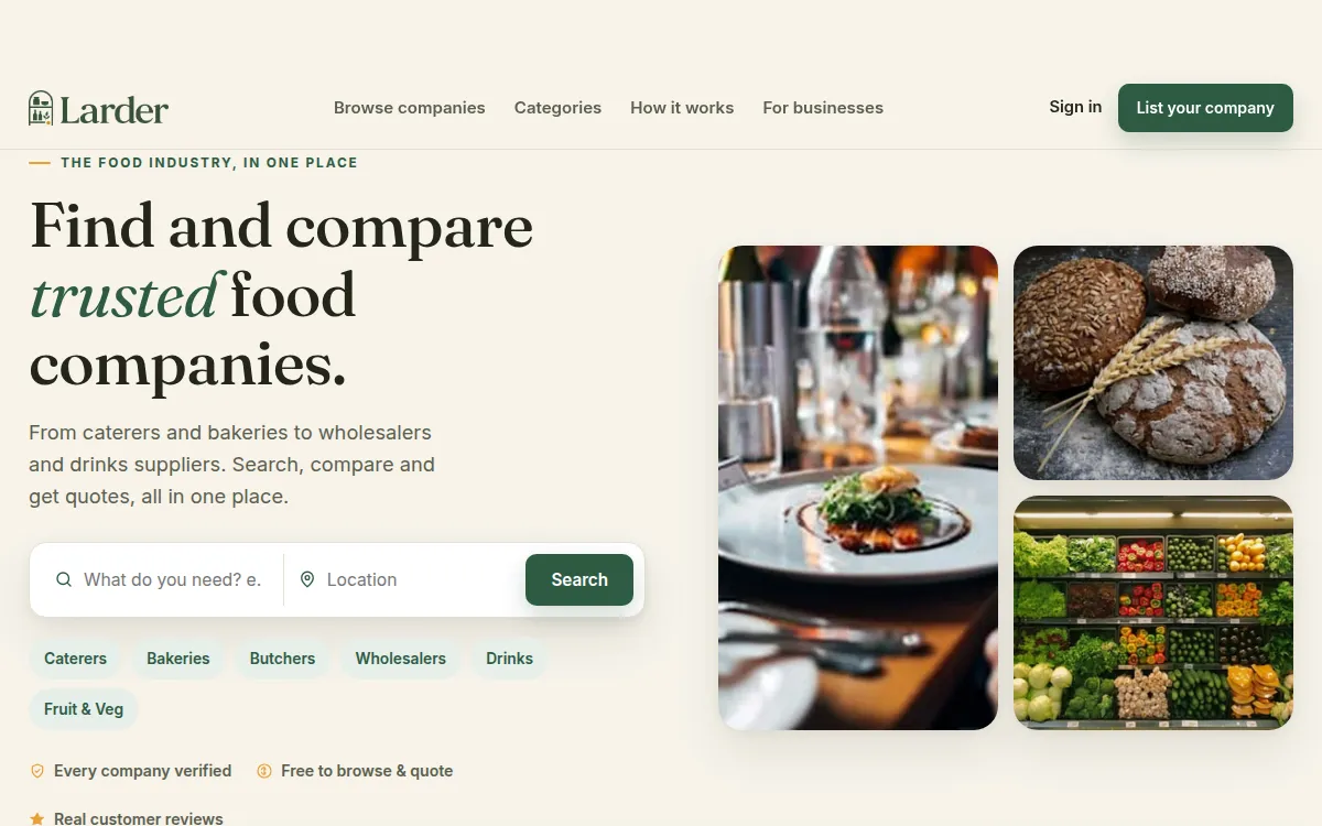 Larder website design