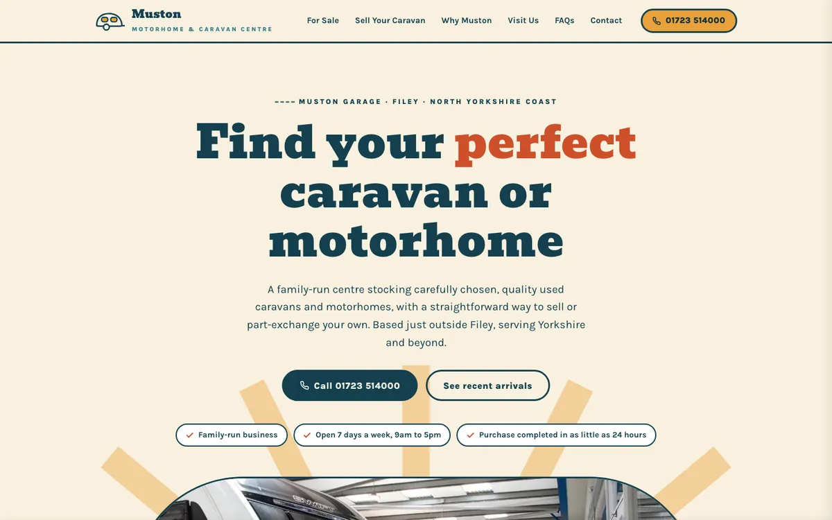 Muston Motorhome & Caravan Center website design