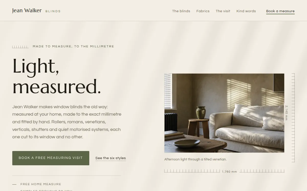 Jean Walker Blinds website design