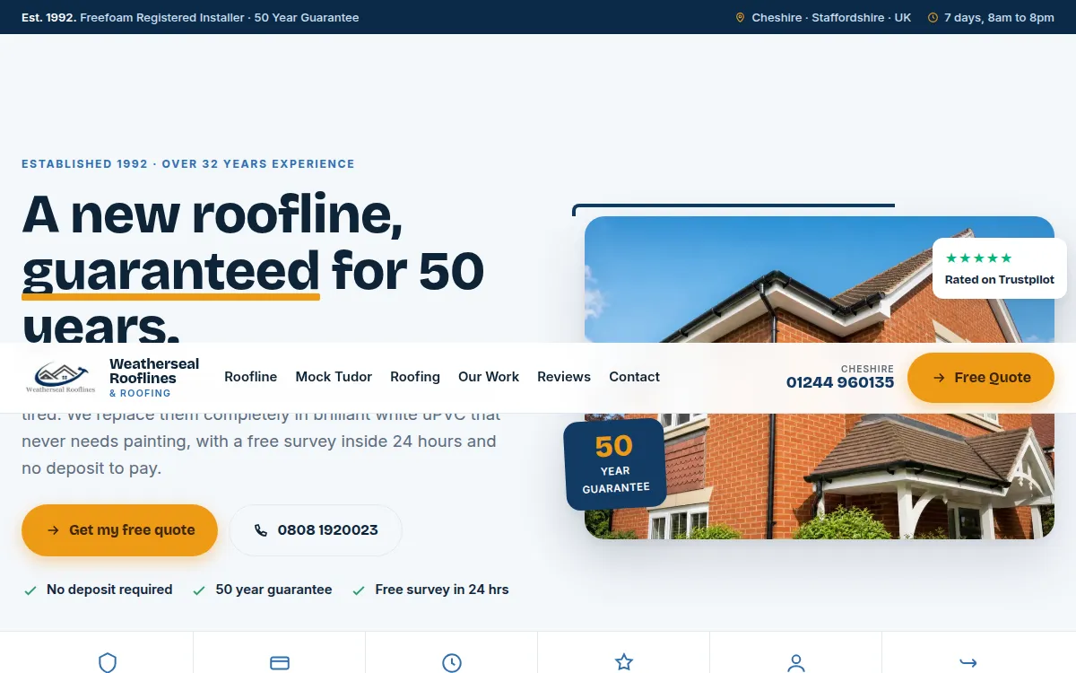 Weatherseal Rooflines & Roofing website design