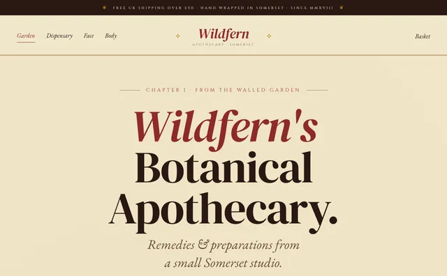 Wildfern Apothecary website design