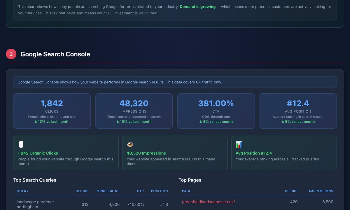 DPOM interactive SEO report screenshot 2